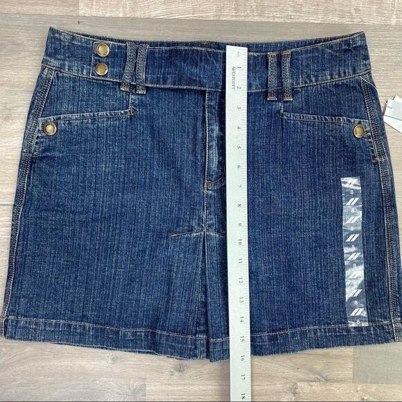 DKNY Jeans Pleated Stretch Denim Mini Skirt 8 Blue NWT - Picture 7 of 9